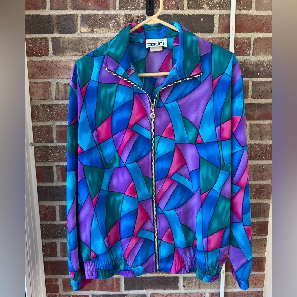Colorful Geometric Zip-Up Jacket
